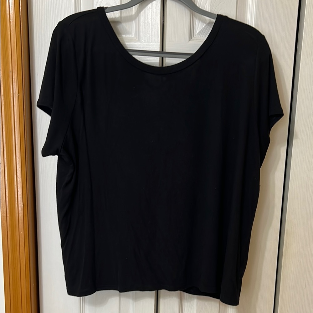 Express One Eleven Black Tee with Open Criss-Cross Back